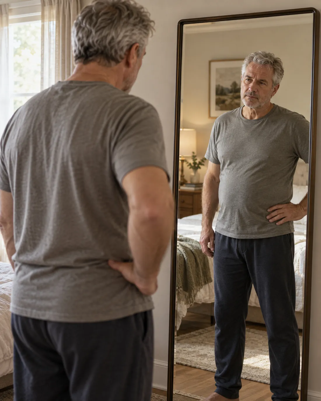 A man looking at himself in a mirror