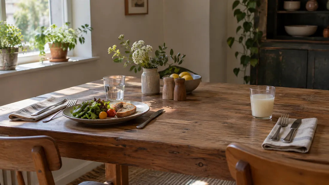 A table set with a balanced meal