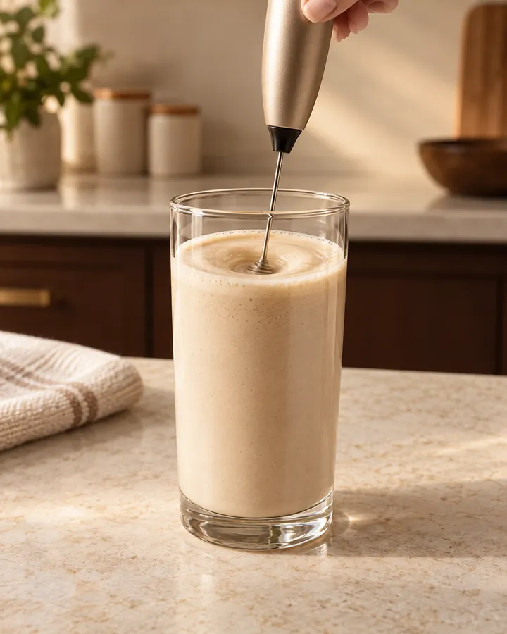 FLIP 7 frothed in a tall glass